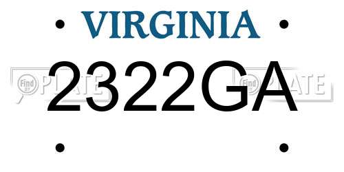 2322GA Virginia License Plate
