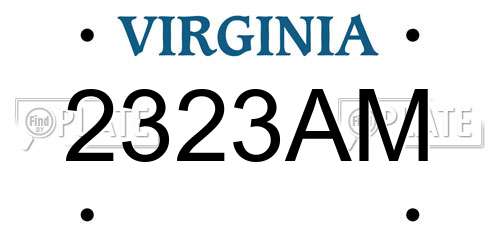 2323AM Virginia License Plate
