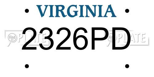 2326PD Virginia License Plate