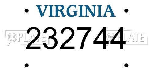 232744 Virginia License Plate