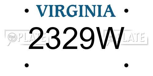2329W Virginia License Plate