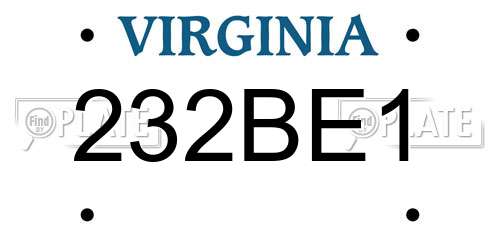 232BE1 Virginia License Plate