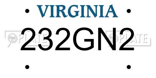 232GN2 Virginia License Plate