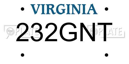 232GNT Virginia License Plate