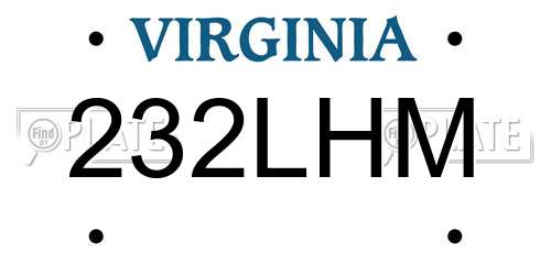 232LHM Virginia License Plate