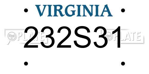 232S31 Virginia License Plate