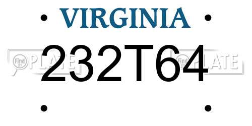 232T64 Virginia License Plate