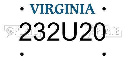 232U20 Virginia License Plate