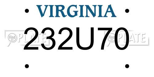 232U70 Virginia License Plate