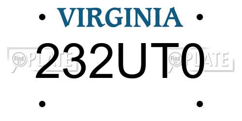 232UT0 Virginia License Plate