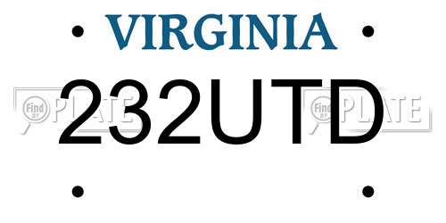 232UTD Virginia License Plate