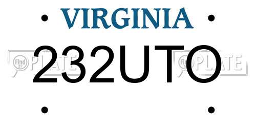 232UTO Virginia License Plate