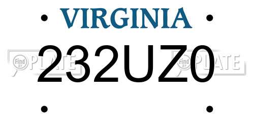 232UZ0 Virginia License Plate
