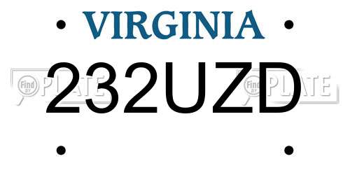 232UZD Virginia License Plate