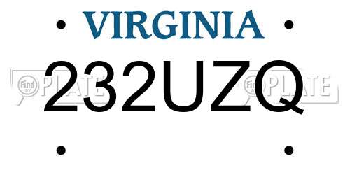232UZQ Virginia License Plate