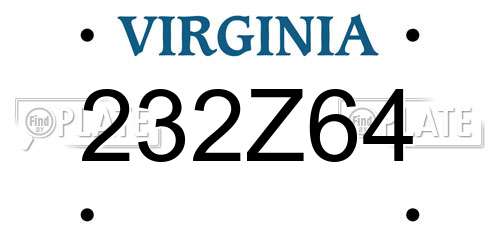232Z64 Virginia License Plate