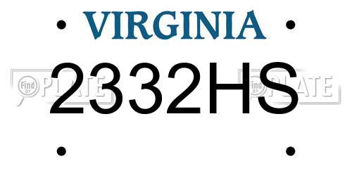 2332HS Virginia License Plate