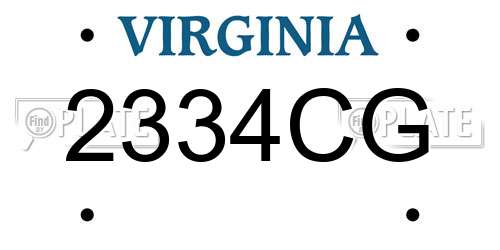 2334CG Virginia License Plate