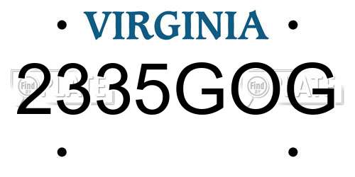 2335GOG Virginia License Plate
