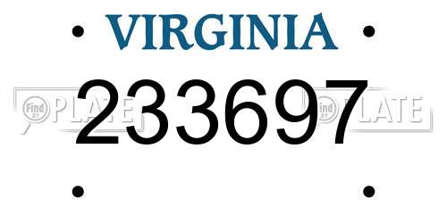 233697 Virginia License Plate