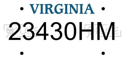 23430HM Virginia License Plate