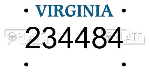 234484 Virginia License Plate