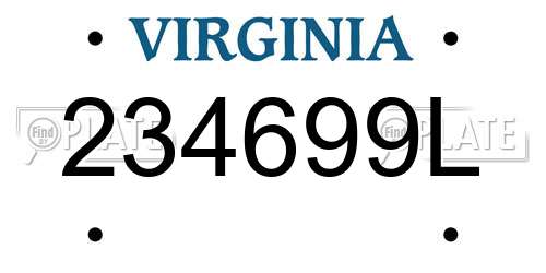 234699L Virginia License Plate