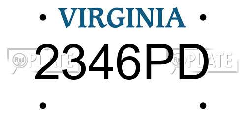 2346PD Virginia License Plate