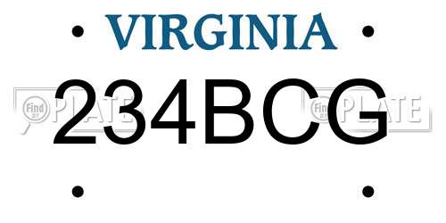 234BCG Virginia License Plate