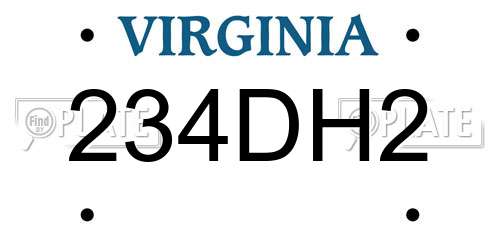 234DH2 Virginia License Plate