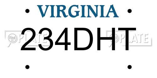 234DHT Virginia License Plate
