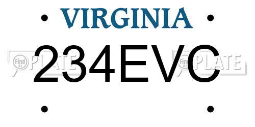 234EVC Virginia License Plate