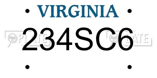 234SC6 Virginia License Plate