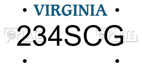234SCG Virginia License Plate