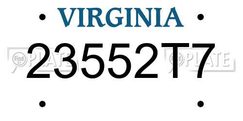 23552T7 Virginia License Plate