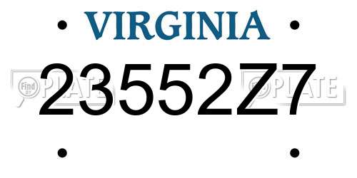 23552Z7 Virginia License Plate