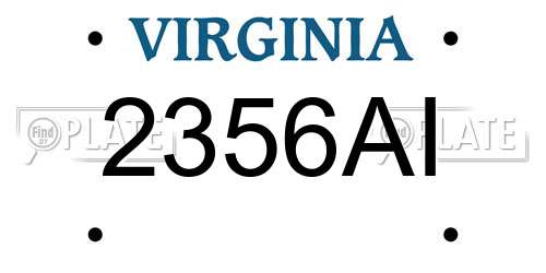 2356AI Virginia License Plate