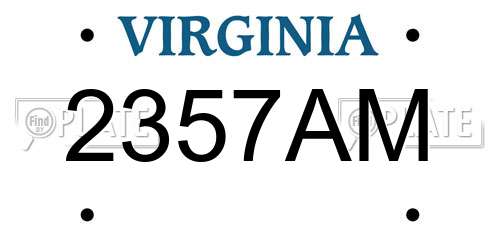 2357AM Virginia License Plate
