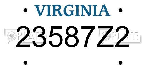 23587Z2 Virginia License Plate