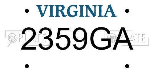 2359GA Virginia License Plate