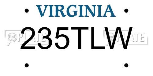 235TLW Virginia License Plate