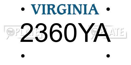 2360YA Virginia License Plate