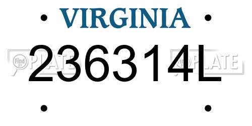 236314L Virginia License Plate