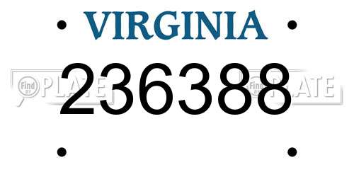 236388 Virginia License Plate
