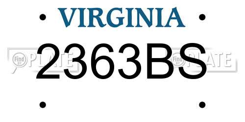 2363BS Virginia License Plate