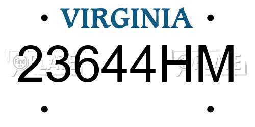 23644HM Virginia License Plate