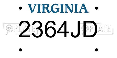 2364JD Virginia License Plate
