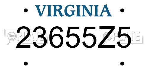 23655Z5 Virginia License Plate