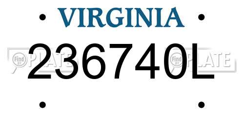 236740L Virginia License Plate