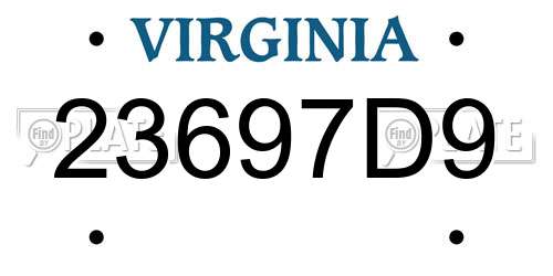 23697D9 Virginia License Plate